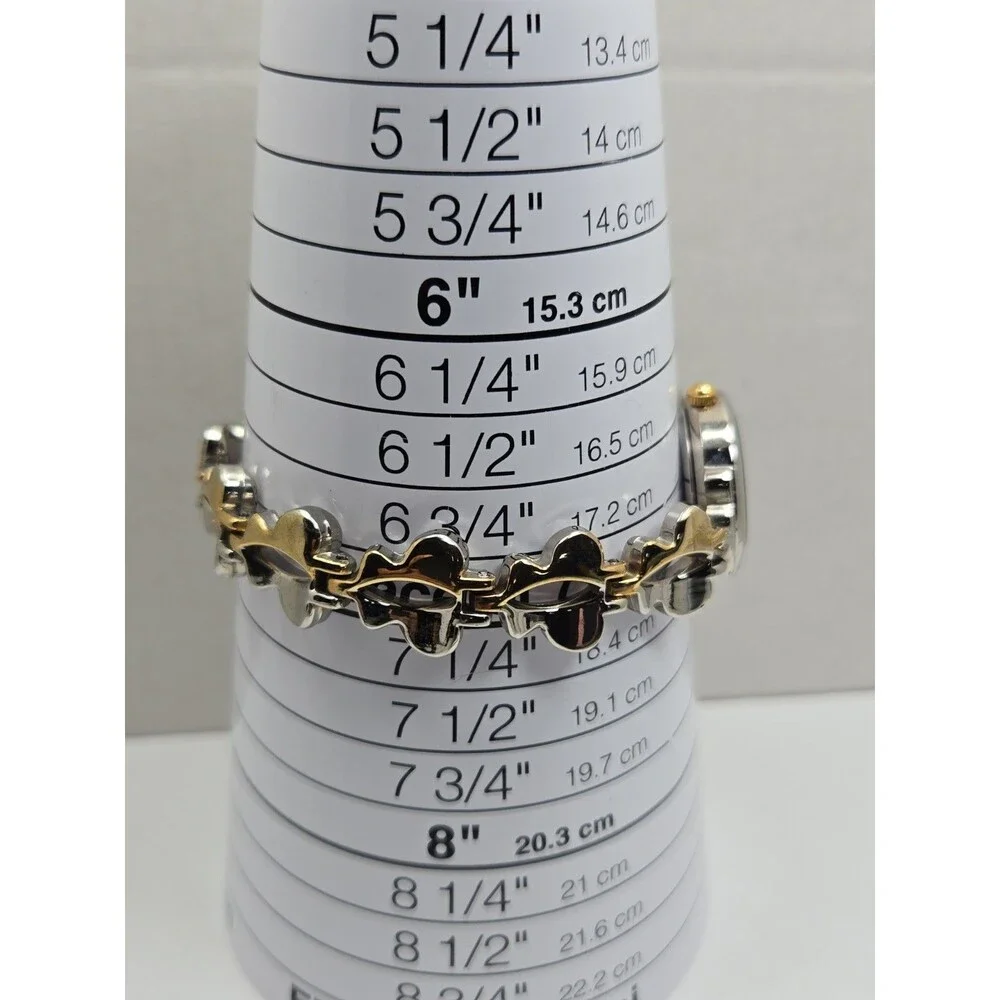 Womens Vintage Ablux Butterfly Bracelet Watch Gold Silver Two Tone New Battery